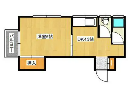 大西コーポ(1DK/2階)の間取り写真