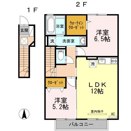 グランドソレーユ(2LDK/2階)の間取り写真