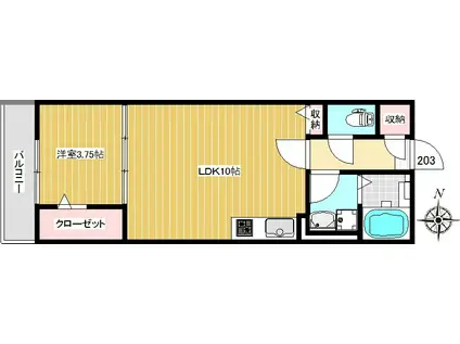 ラシュレ(1LDK/2階)の間取り写真