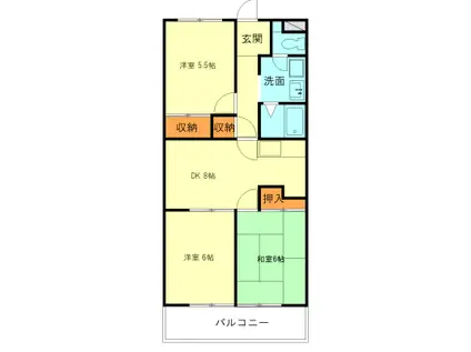 ミサトピア北山(3DK/2階)の間取り写真