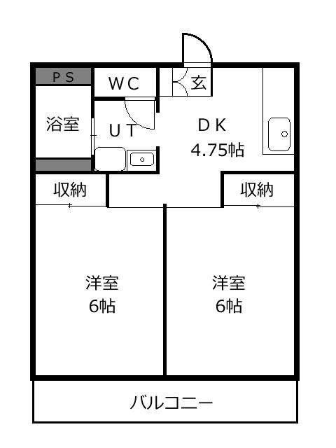 パヴィヨンI(2DK/1階)の間取り写真