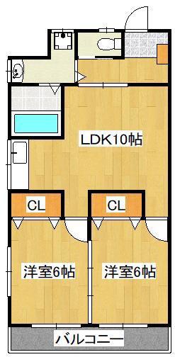 進藤第一ビル(2LDK/3階)の間取り写真