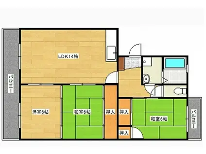 メゾン神代(3LDK/2階)の間取り写真