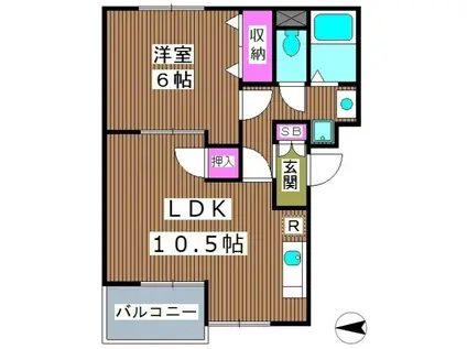 トリヴァンベール蓮根(2K/3階)の間取り写真