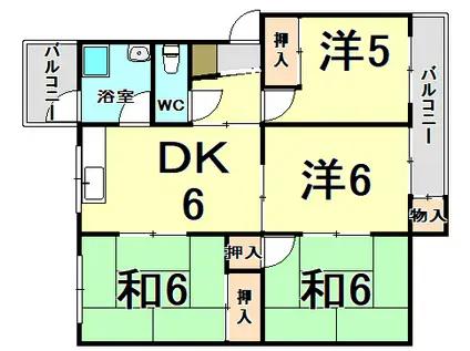 杭瀬団地27号棟(4DK/4階)の間取り写真