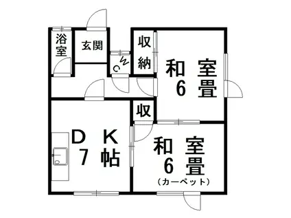 湊マンション(2DK/1階)の間取り写真