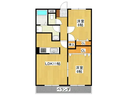 プレミールTY(2LDK/2階)の間取り写真