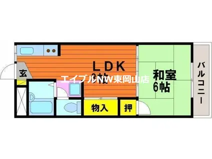 プレシャスビル(1DK/2階)の間取り写真