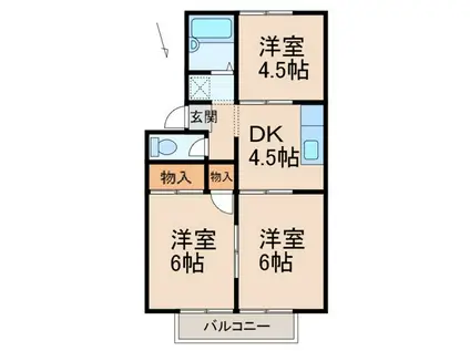 コーポいのうえB棟(3DK/2階)の間取り写真