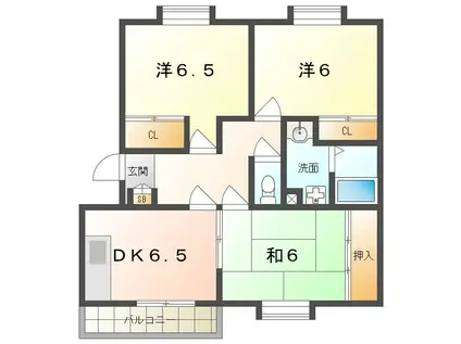 メイコータウンI(3DK/3階)の間取り写真