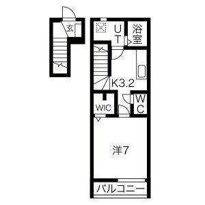 アスプリール(1K/2階)の間取り写真