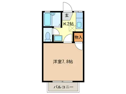 PADY COURT(1K/2階)の間取り写真