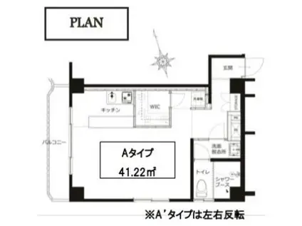 ザ・ハーバー芝浦 THE HARBOUR SHIBAURA(ワンルーム/4階)の間取り写真