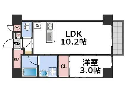 メゾンキコー今里(1LDK/7階)の間取り写真