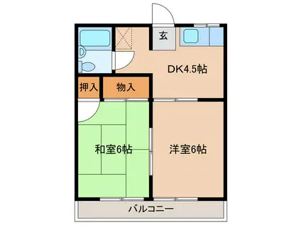 モア・エレガントII(2DK/1階)の間取り写真