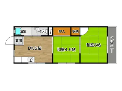 長居きくやマンション(2DK/2階)の間取り写真