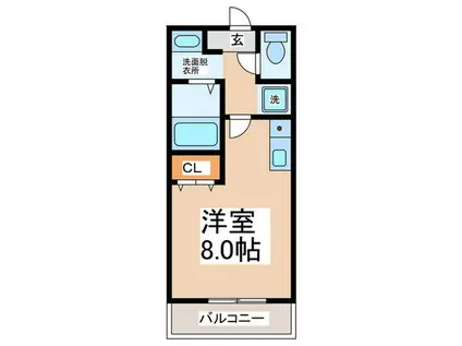 神座ハイツ(ワンルーム/1階)の間取り写真