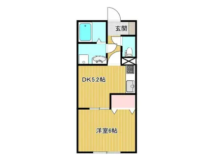 モナリエ大小路(1DK/2階)の間取り写真