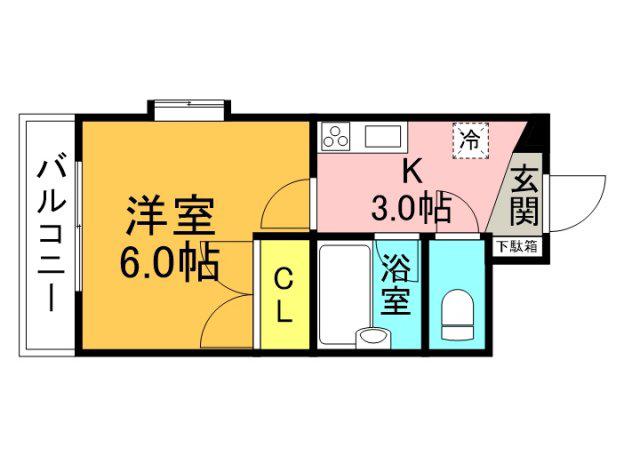 平岩ビル(1K/3階)の間取り写真