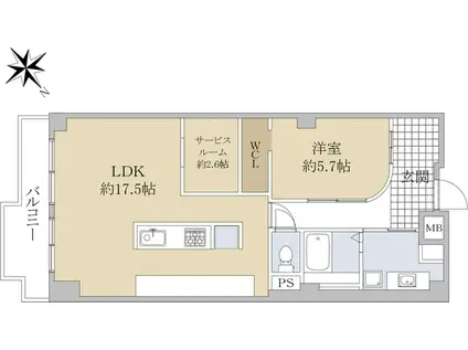 茨木グランドハイツ(1SLDK/8階)の間取り写真