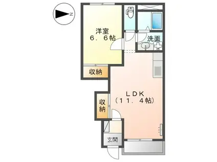 リバーサイド本条(1LDK/1階)の間取り写真