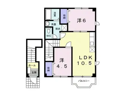 サンライトM・K(2LDK/2階)の間取り写真