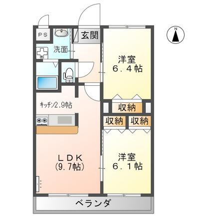 北陸鉄道石川線 押野駅 徒歩14分 3階建 築7年(2LDK/2階)の間取り写真