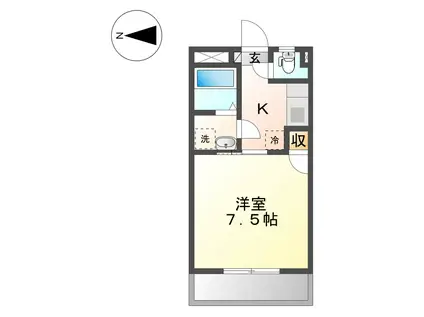 シャトーロゼ(1K/2階)の間取り写真