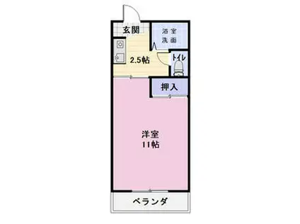 エブリワン東棟(1K/2階)の間取り写真