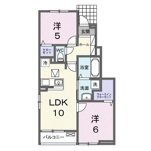 サニー・ベル(2LDK/1階)の間取り写真