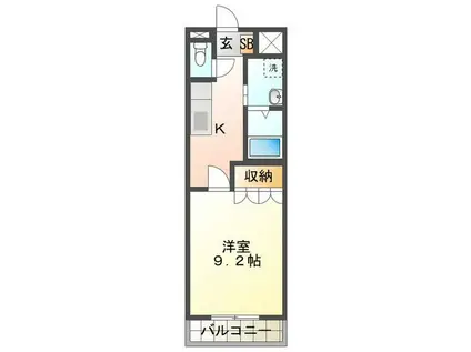 リヴァージュA棟(1K/2階)の間取り写真