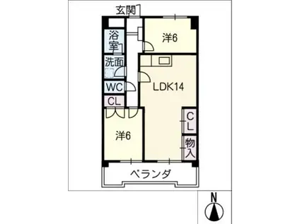 ウノモリックス(2LDK/6階)の間取り写真