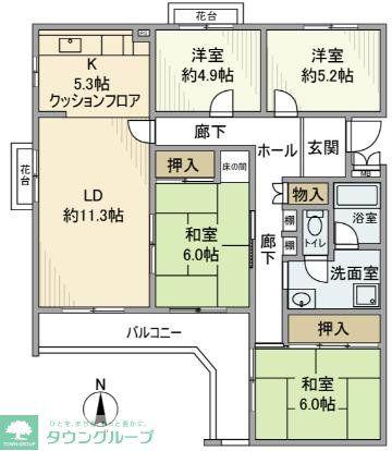 エステート上水本町6号棟(4LDK/3階)の間取り写真