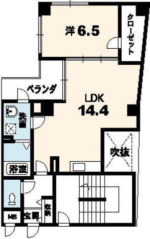CUBE-G中通町(1LDK/2階)の間取り写真