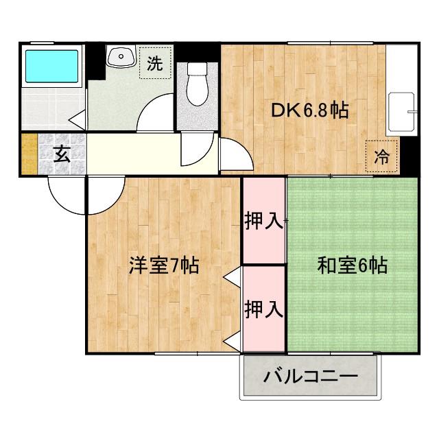 コーポWADA(2DK/2階)の間取り写真