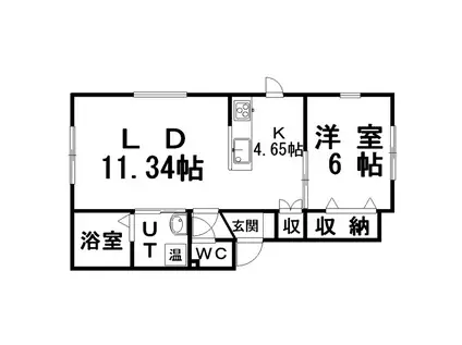 レインボーコート若松B(1LDK/2階)の間取り写真