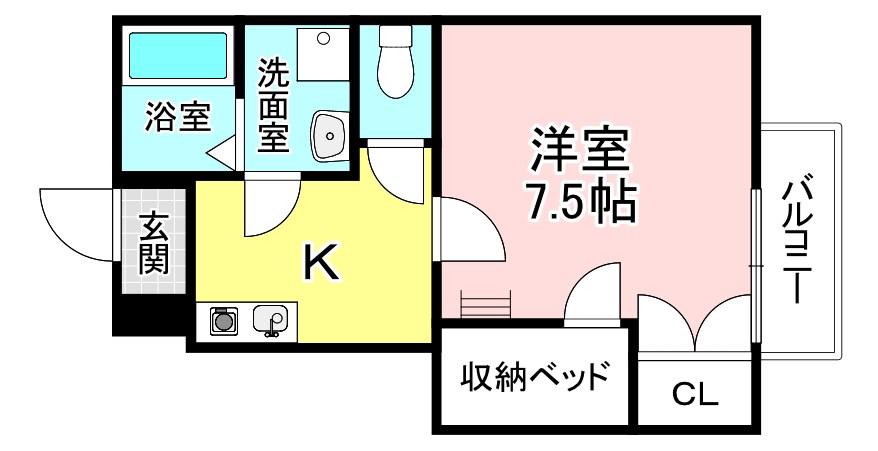 ハイツ華優(1K/1階)の間取り写真