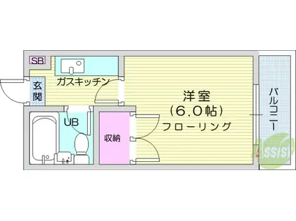 プレステージ横田(1K/2階)の間取り写真