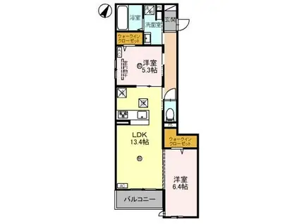 アグレアーブル立花(2LDK/1階)の間取り写真