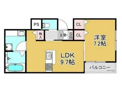 グランディール六甲曾和(1LDK/3階)の間取り写真