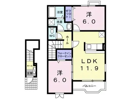 LORD VALLEY(2LDK/2階)の間取り写真