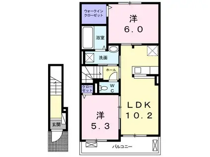 ミルクロワール I(2LDK/2階)の間取り写真