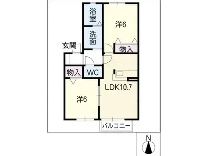 フローラルコート(2LDK/1階)の間取り写真