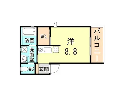 エクソニア湊川(ワンルーム/3階)の間取り写真