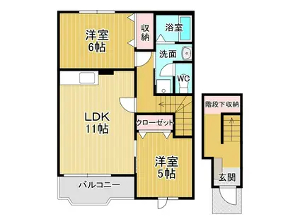 フォワージュⅡ(2LDK/2階)の間取り写真