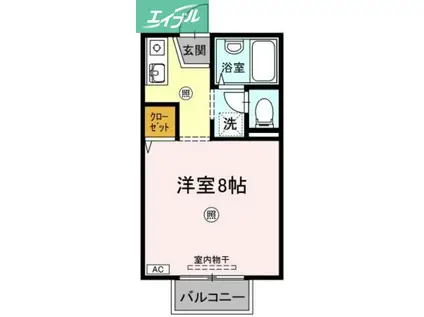 レジデンス高柳A棟(ワンルーム/2階)の間取り写真