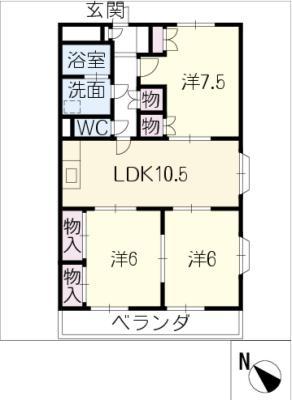 エスポワールMII(3LDK/1階)の間取り写真