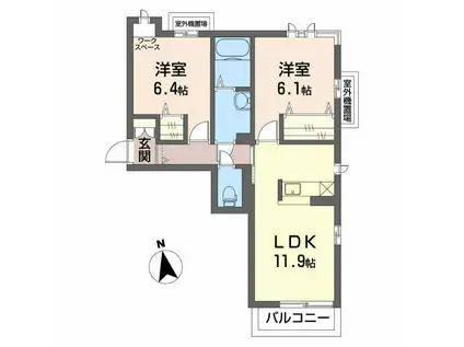 サンエスポワール富士見ヶ丘(2LDK/3階)の間取り写真