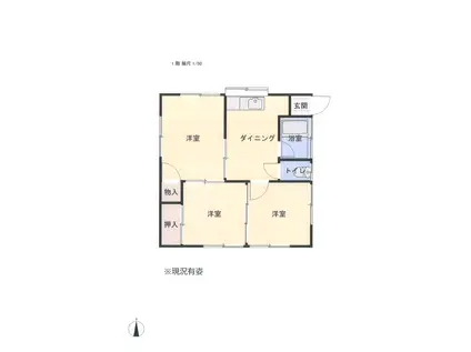 櫛島ハイツ(3DK/1階)の間取り写真