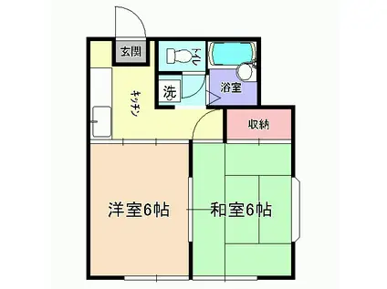 クロック・ハイツ(2K/1階)の間取り写真